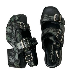 FreePeople DaisyPrint “Follow Your Own Path” Leather Platform Sandal Size 38 (8)